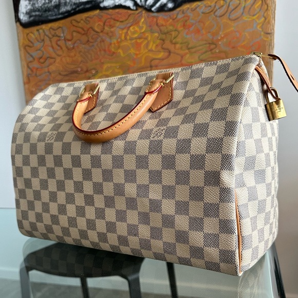 SOLD - mint 2011 Louis VUITTON 35 SPEEDY DAMIER AZUR - Picture 6 of 14